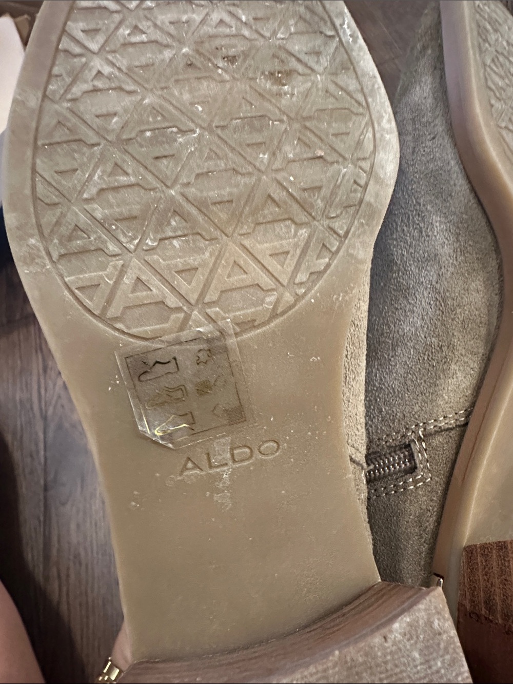 Aldo Serrafina Suede Leather Ankle Bootie with Buckle Strap - Taupe - Picture 13 of 13